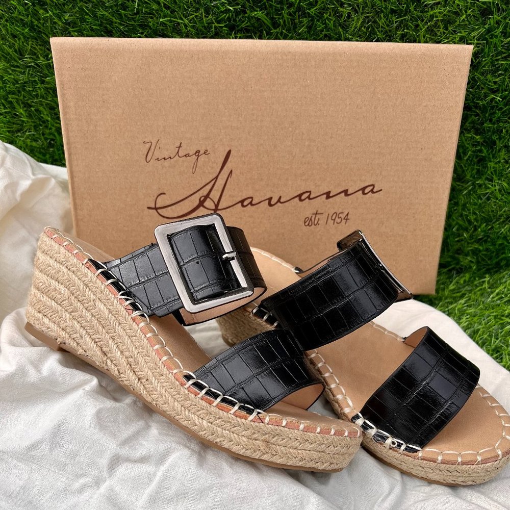 Vintage Havana Black Robin Wedge Sandal